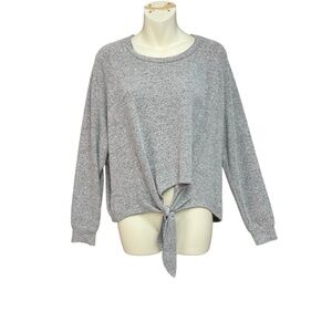 Billabong size XS Gray Tie-Front Sweater lightweight slight cropped